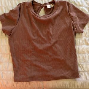 Brown top with lace up back
